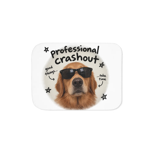 Sherpa Blanket - "Professional Crashout" Golden Retriever Cozy Throw (personalizable)